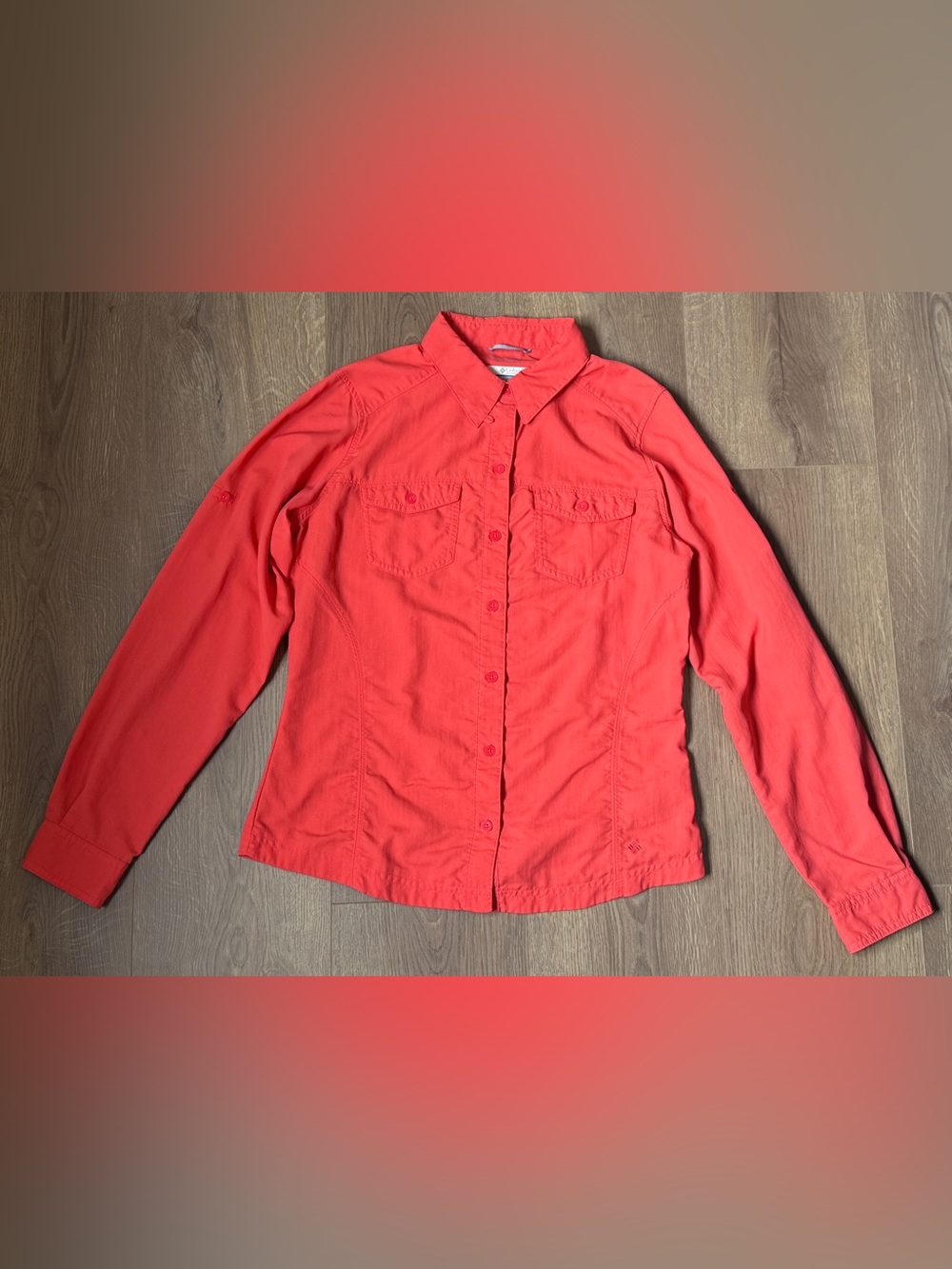 Columbia PFG Women's Long Sleeve Button-Up Fishing Shirt Coral Pink Size S Omni
